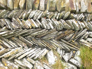 Dry stone wall. The pattern's called curzyway in some places and jack and jill in others.