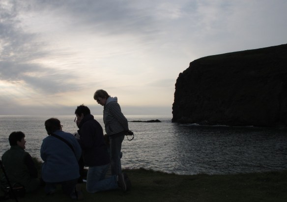 Irrelevant photo. Four people. Evening. The cliffs. 